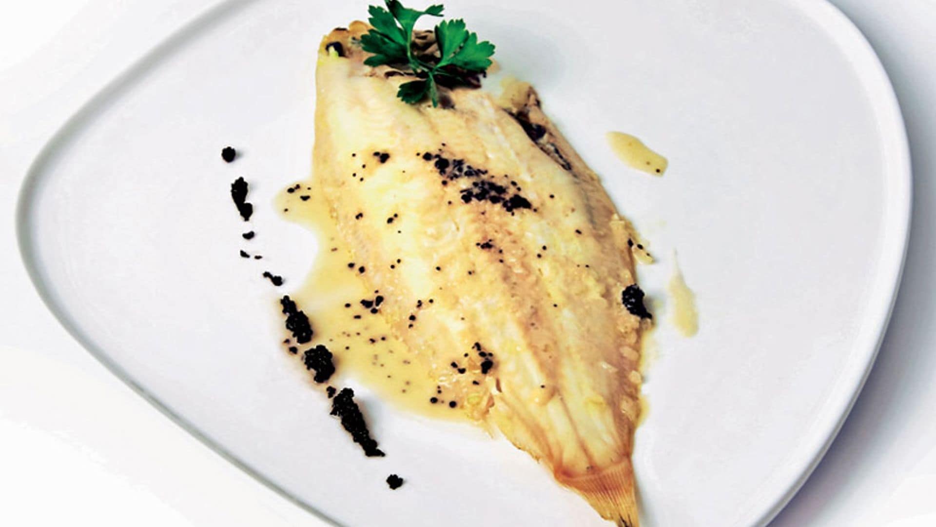 Lenguado con mantequilla de caviar