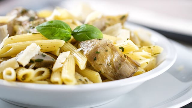 penne alcachofas
