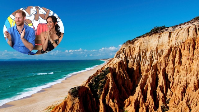 Harry Y Meghan en un montaje de un paisaje de Melides