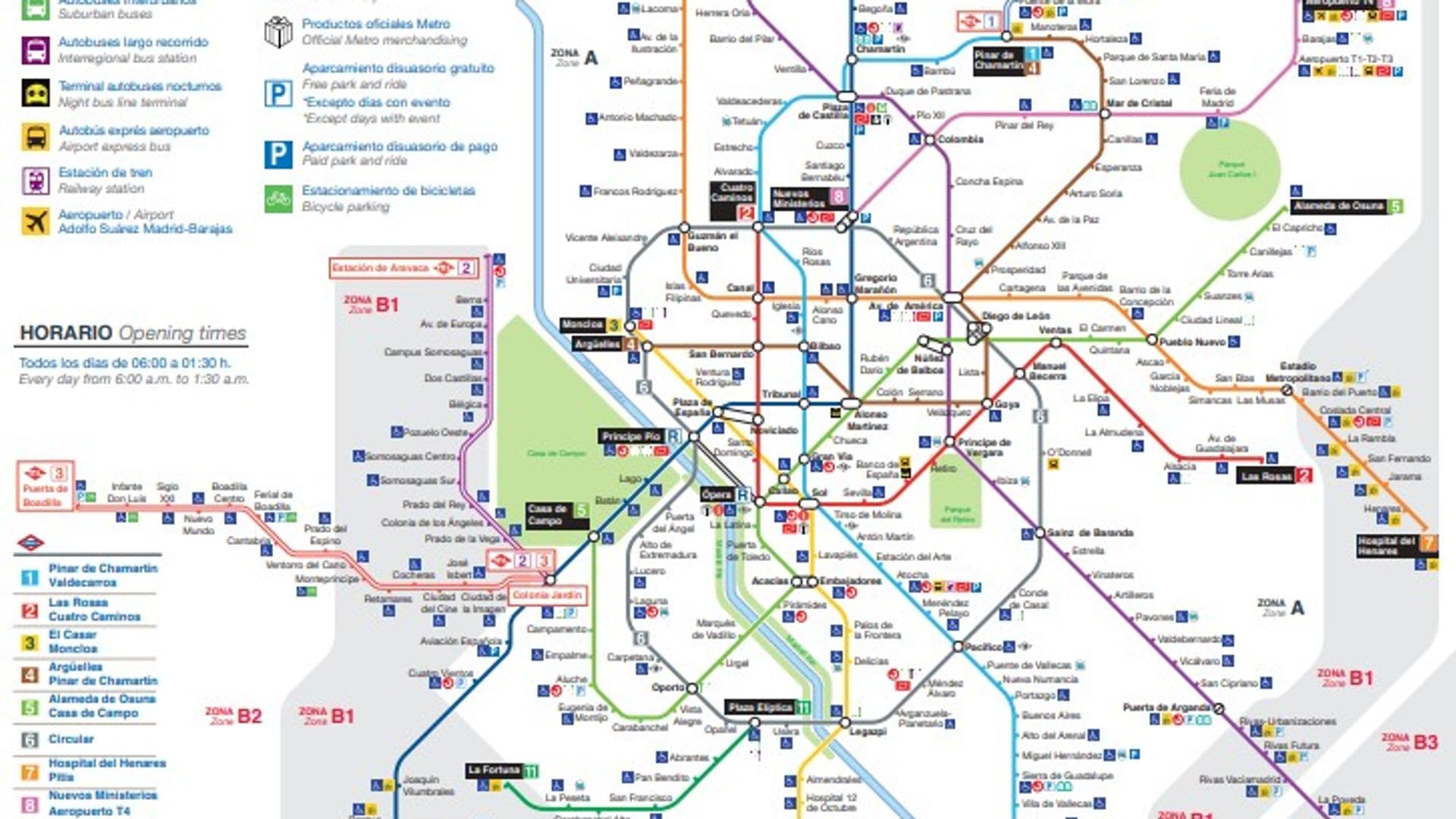 Plano actual del Metro de Madrid
