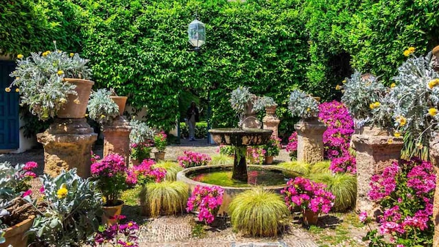 precioso jardin repleto de flores en el palacio de viana cordoba