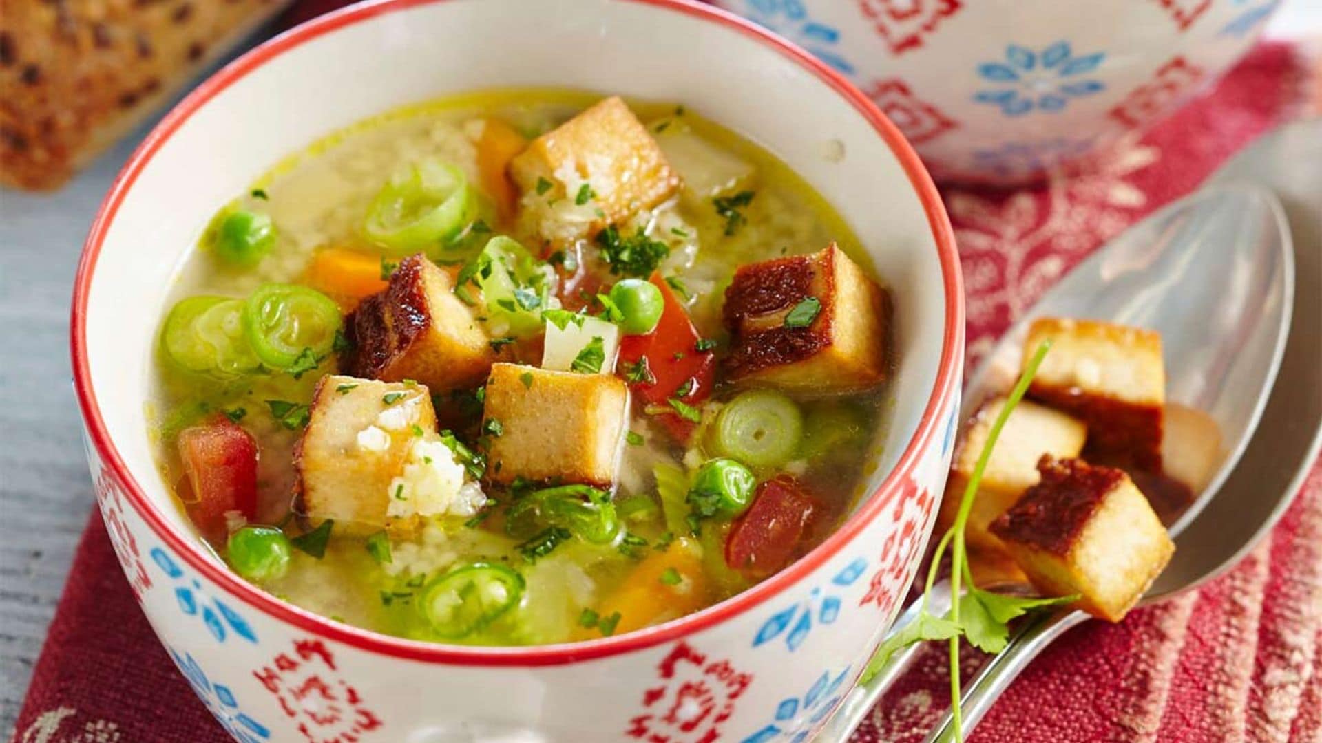 Sopa de tofu y verduras