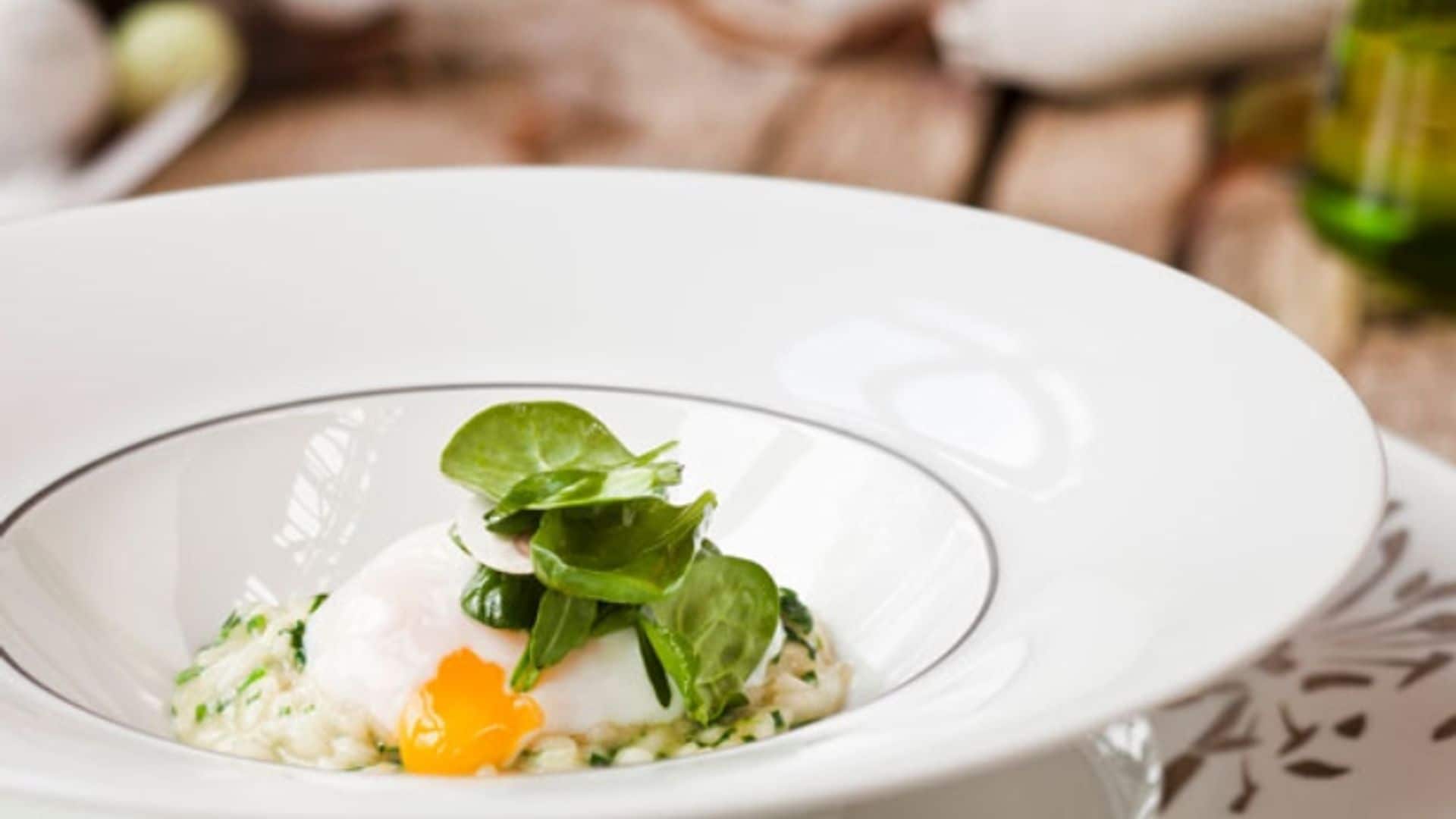 'Risotto' con huevo escalfado
