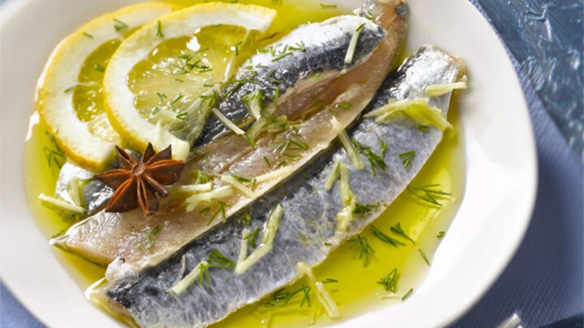 Sardinas marinadas con limón, jengibre y anís