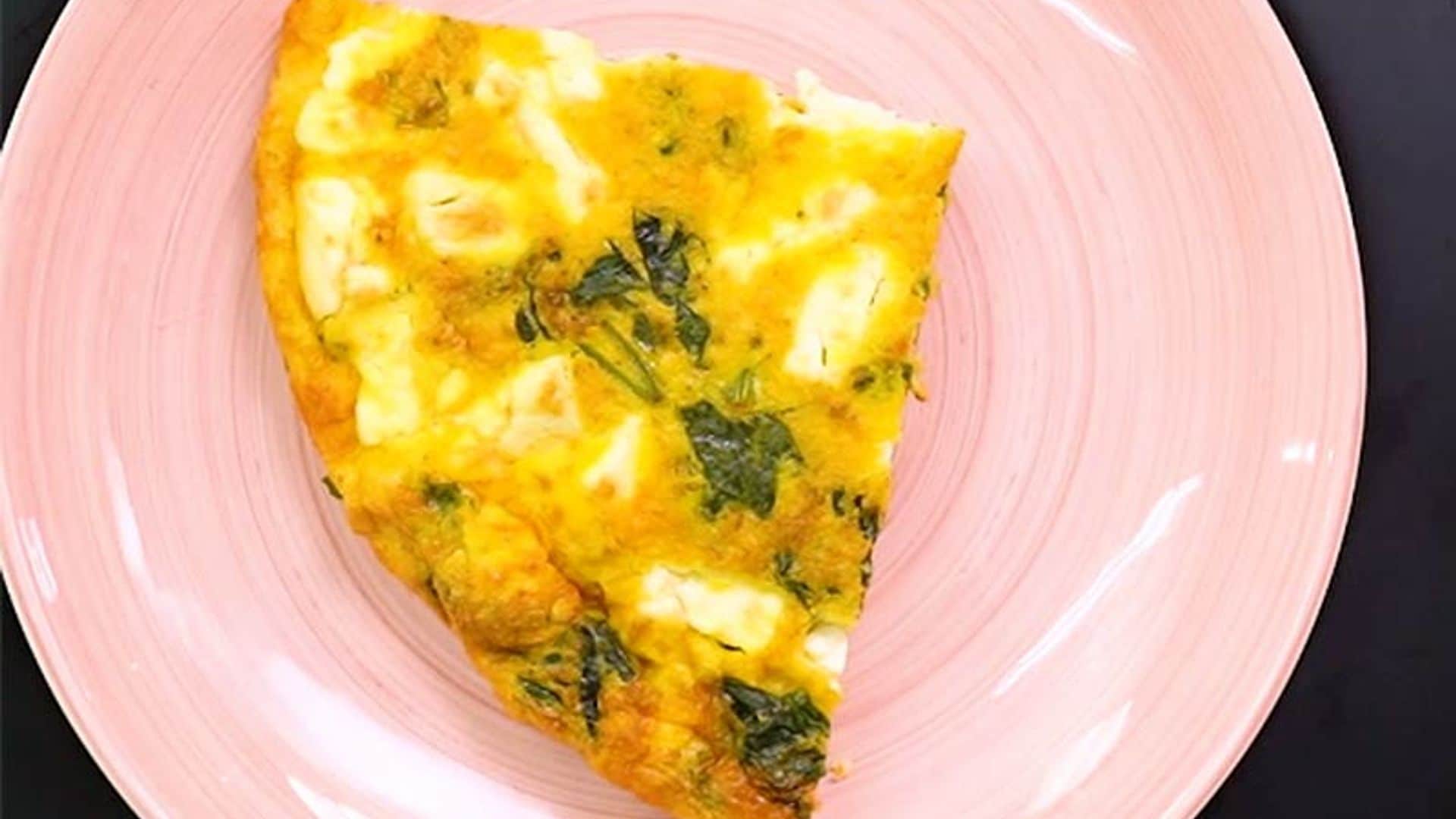 'Frittata' de tomates, espinacas y queso feta