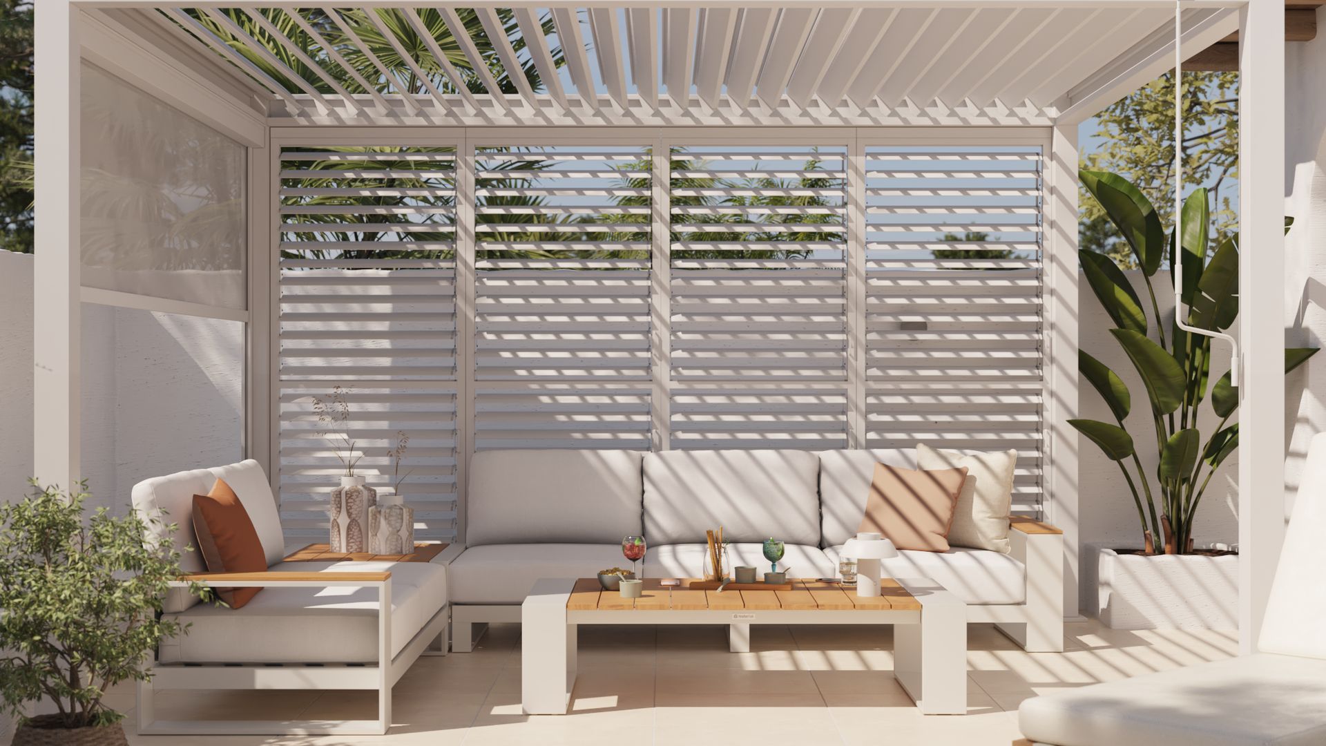 Pérgola bioclimática de aluminio NATERIAL Astra en blanco, de LEROY MERLIN