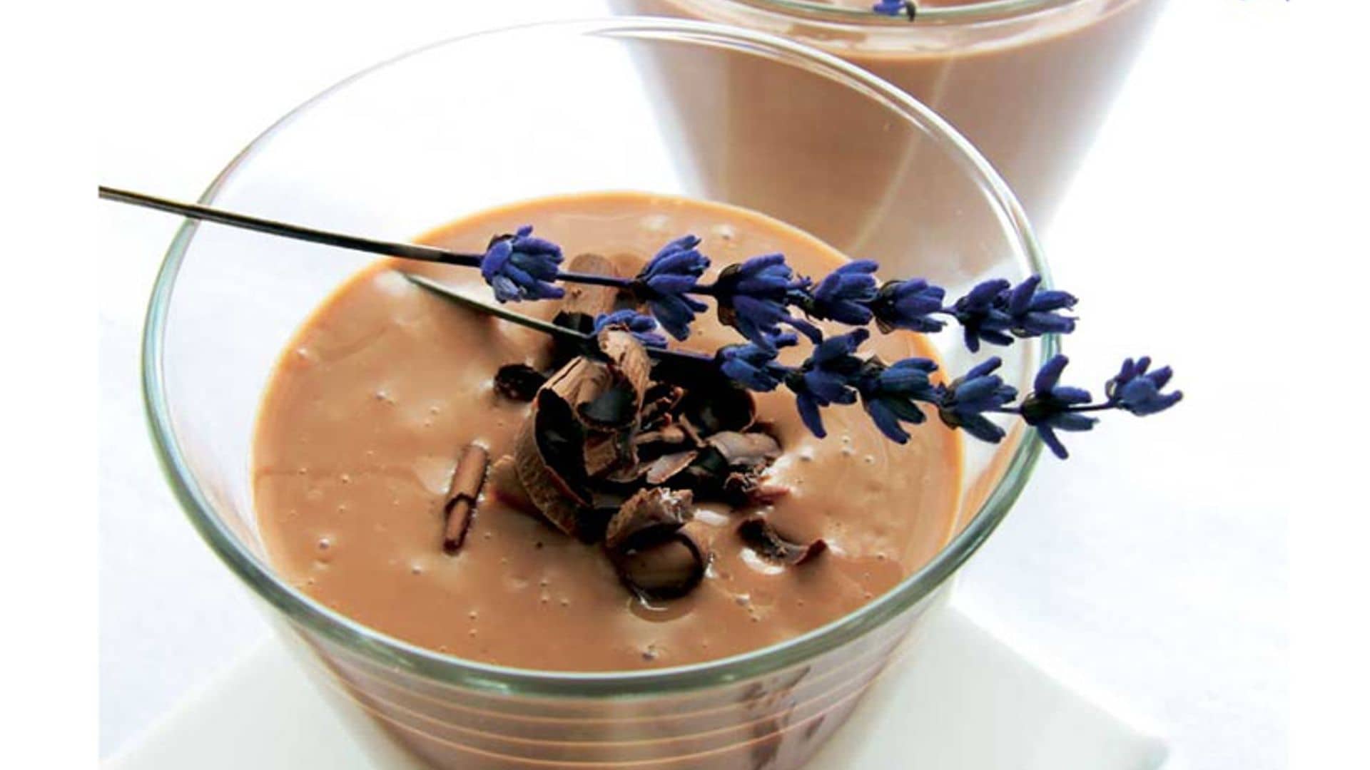 Crema de chocolate, lavanda y miel