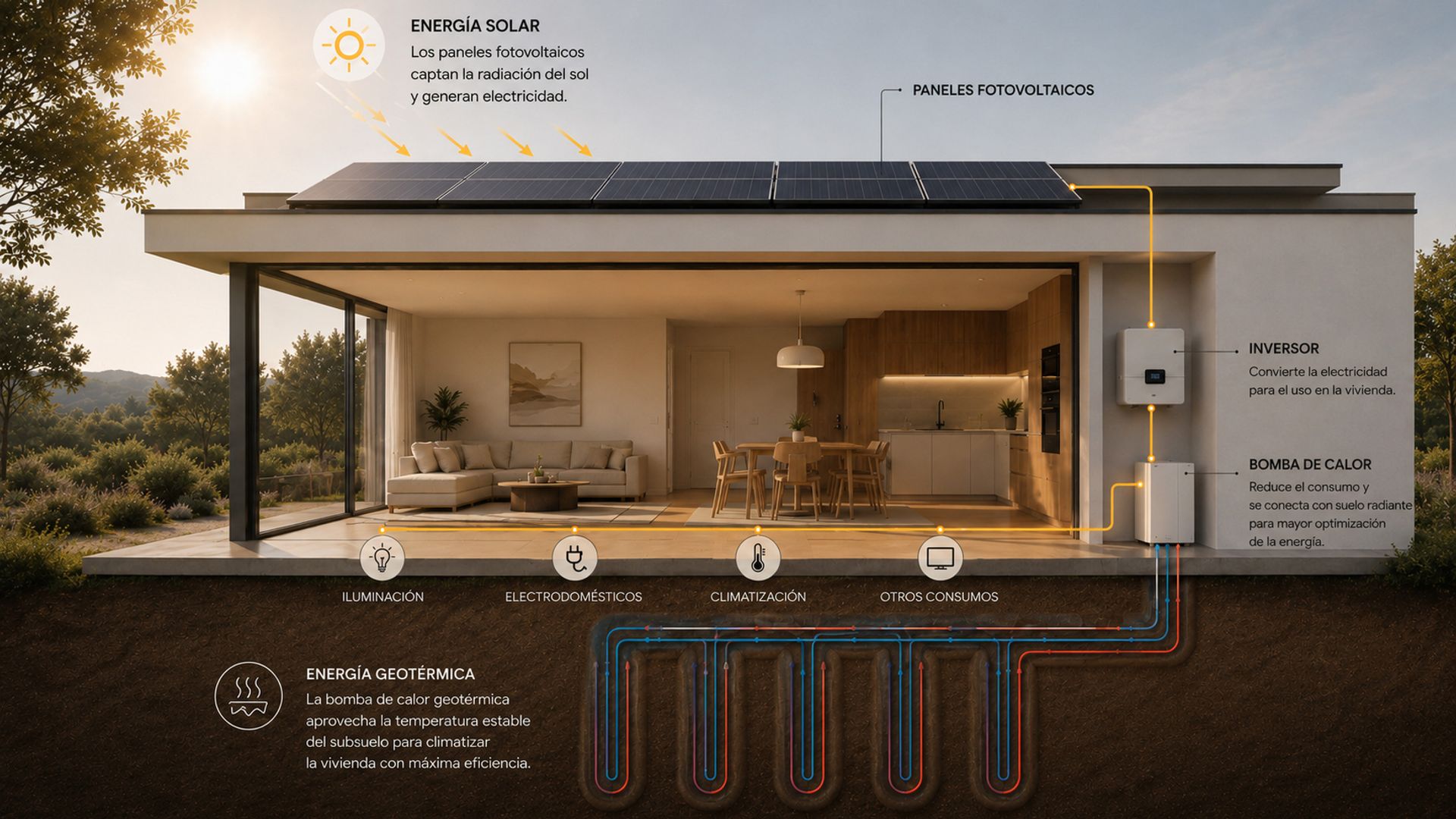 Cómo funciona la energía de una casa geosolar