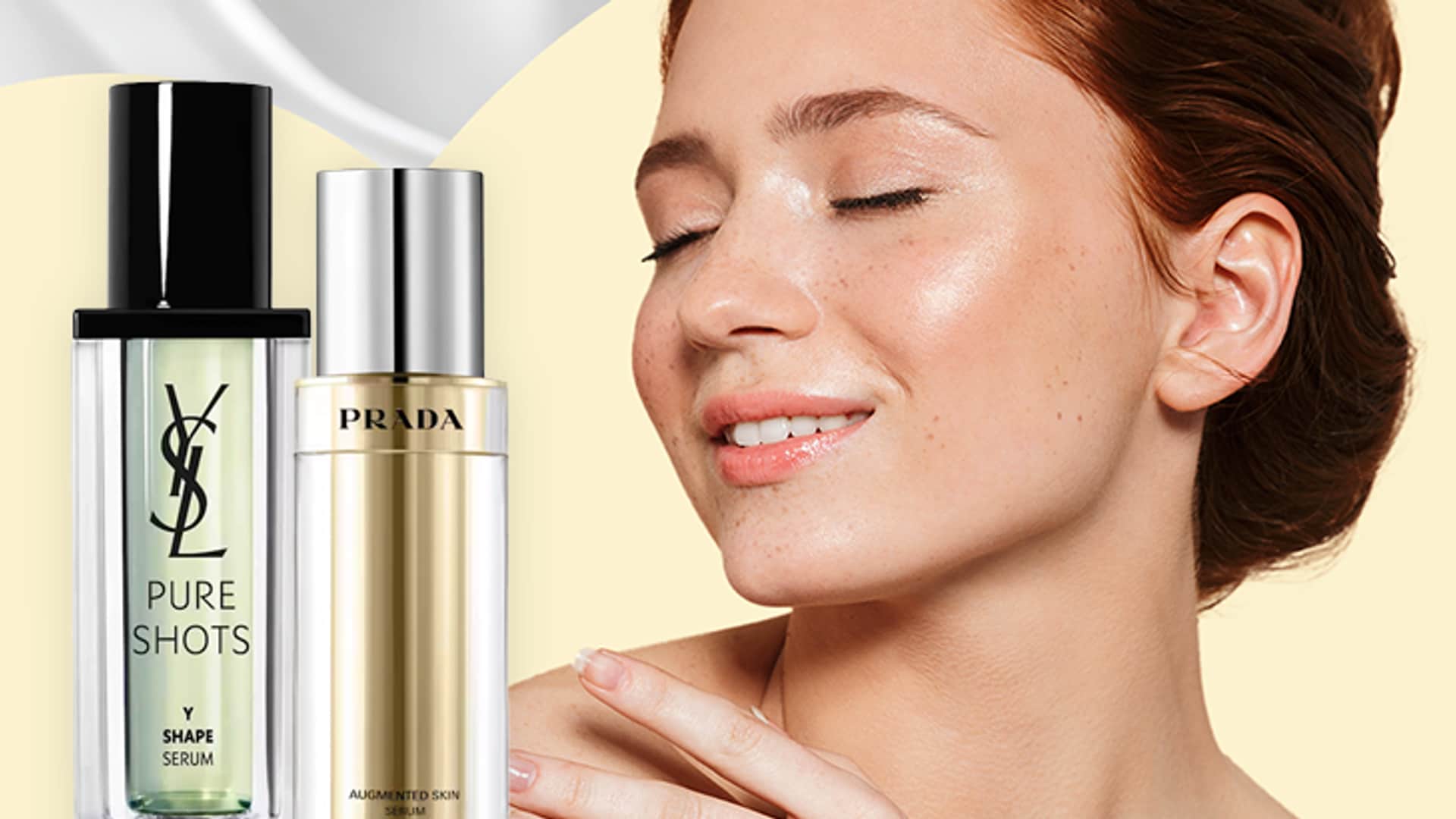 Creatividad con rostro de mujer pelirroja y sérums de L'Oréal