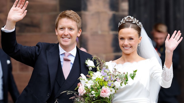 El duque de Westminster y Olivia Henson en el día de su boda