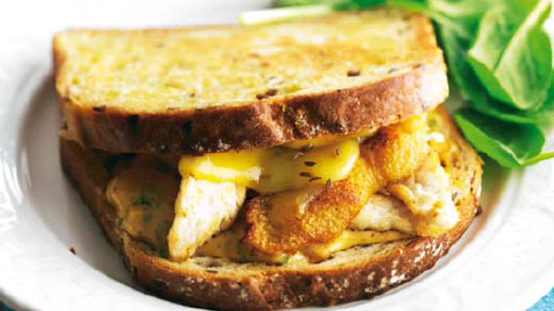 Sándwich de pollo y queso Gouda fundido