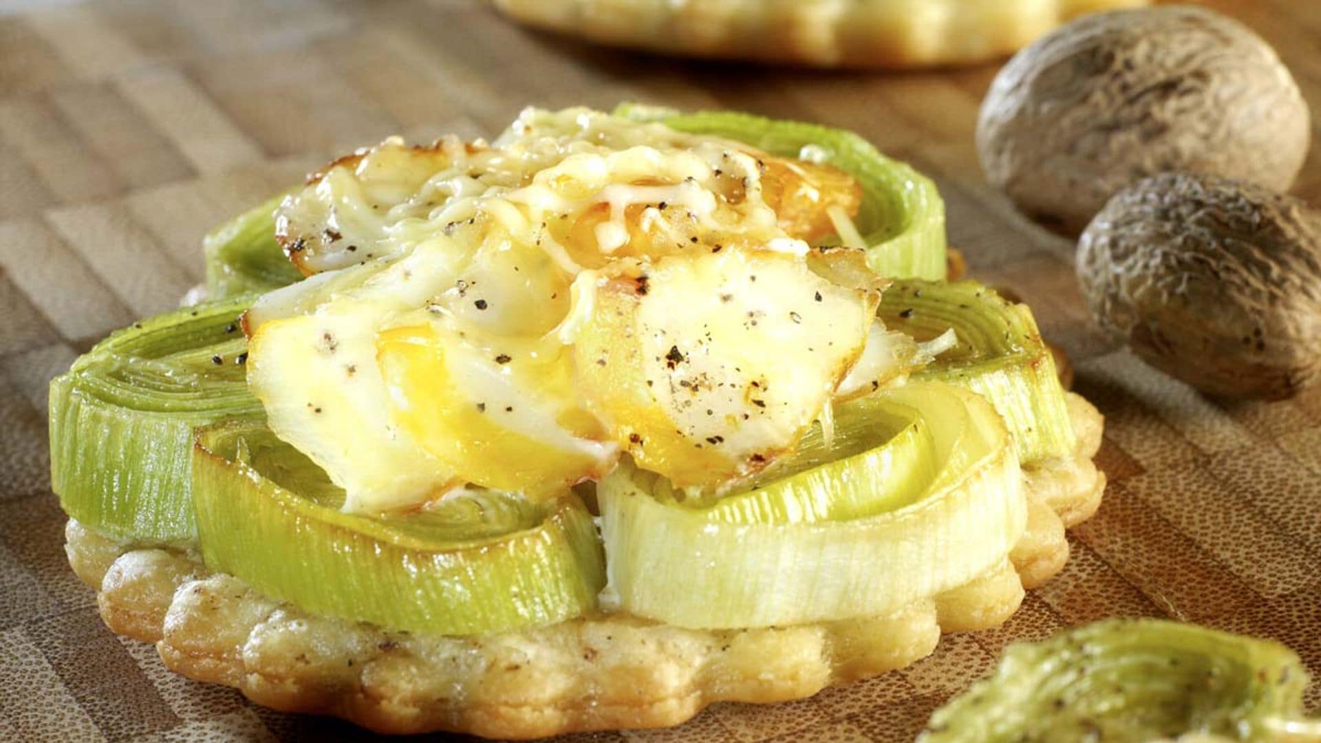 Tartaletas de bacalao, puerro y patata