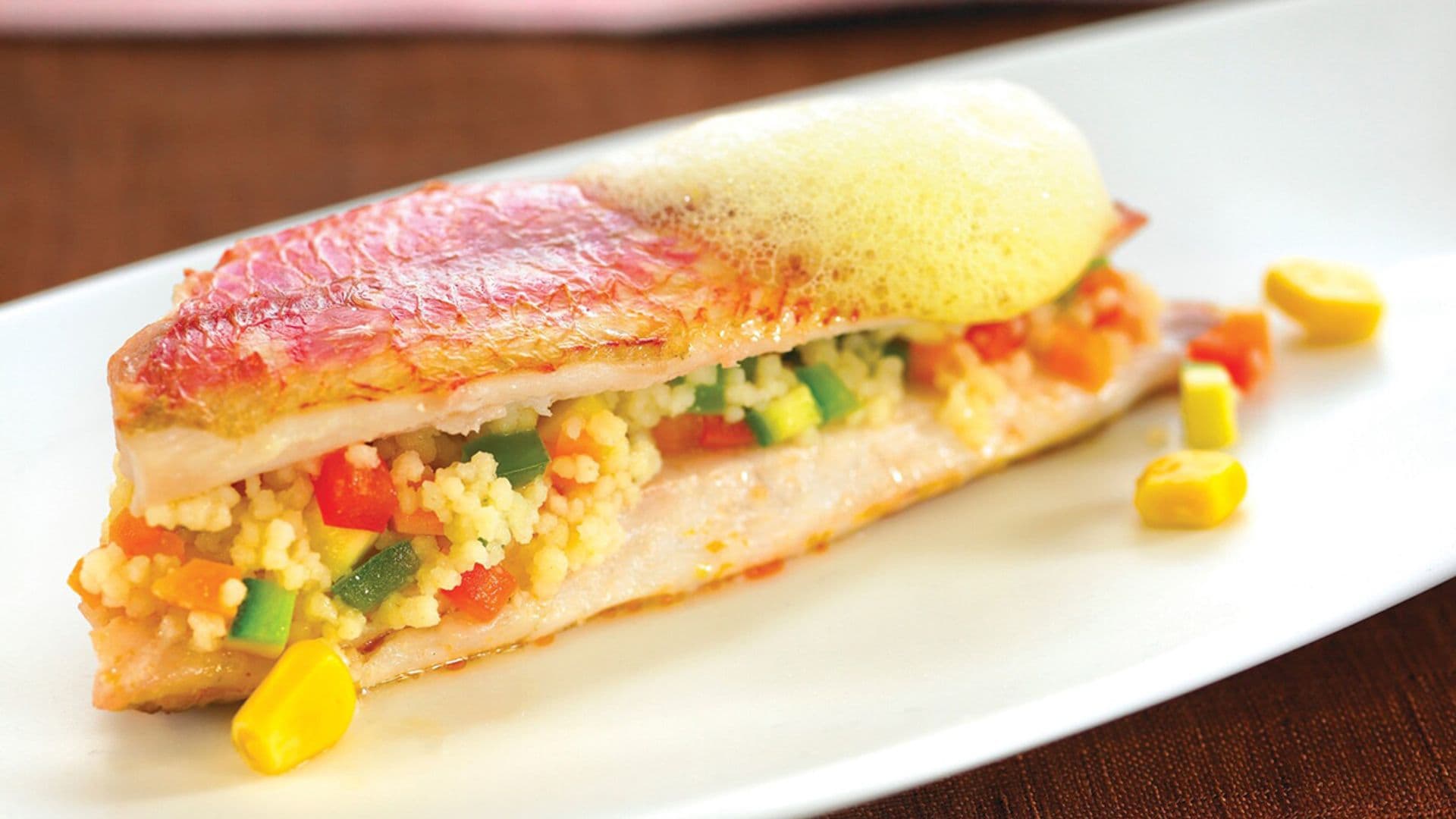 Salmonete relleno de cuscús con verduras