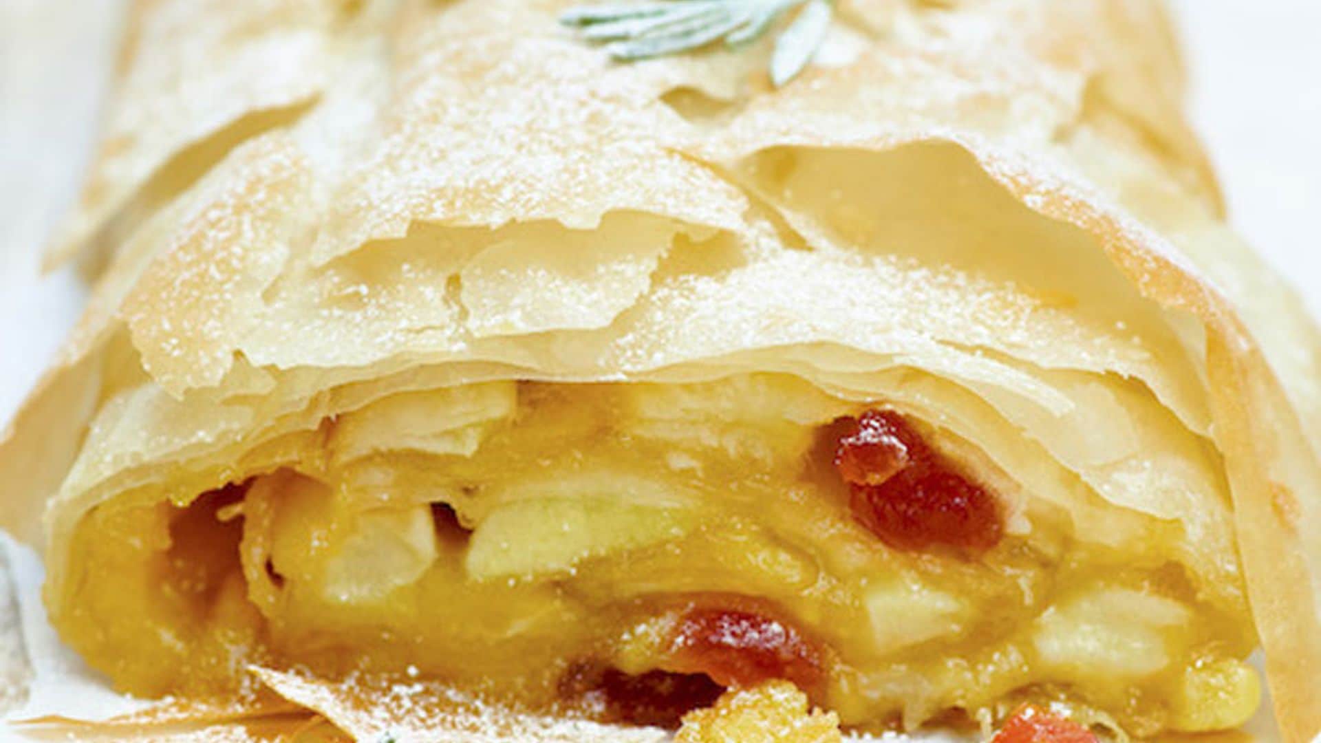 'Strudel' de manzana al ron