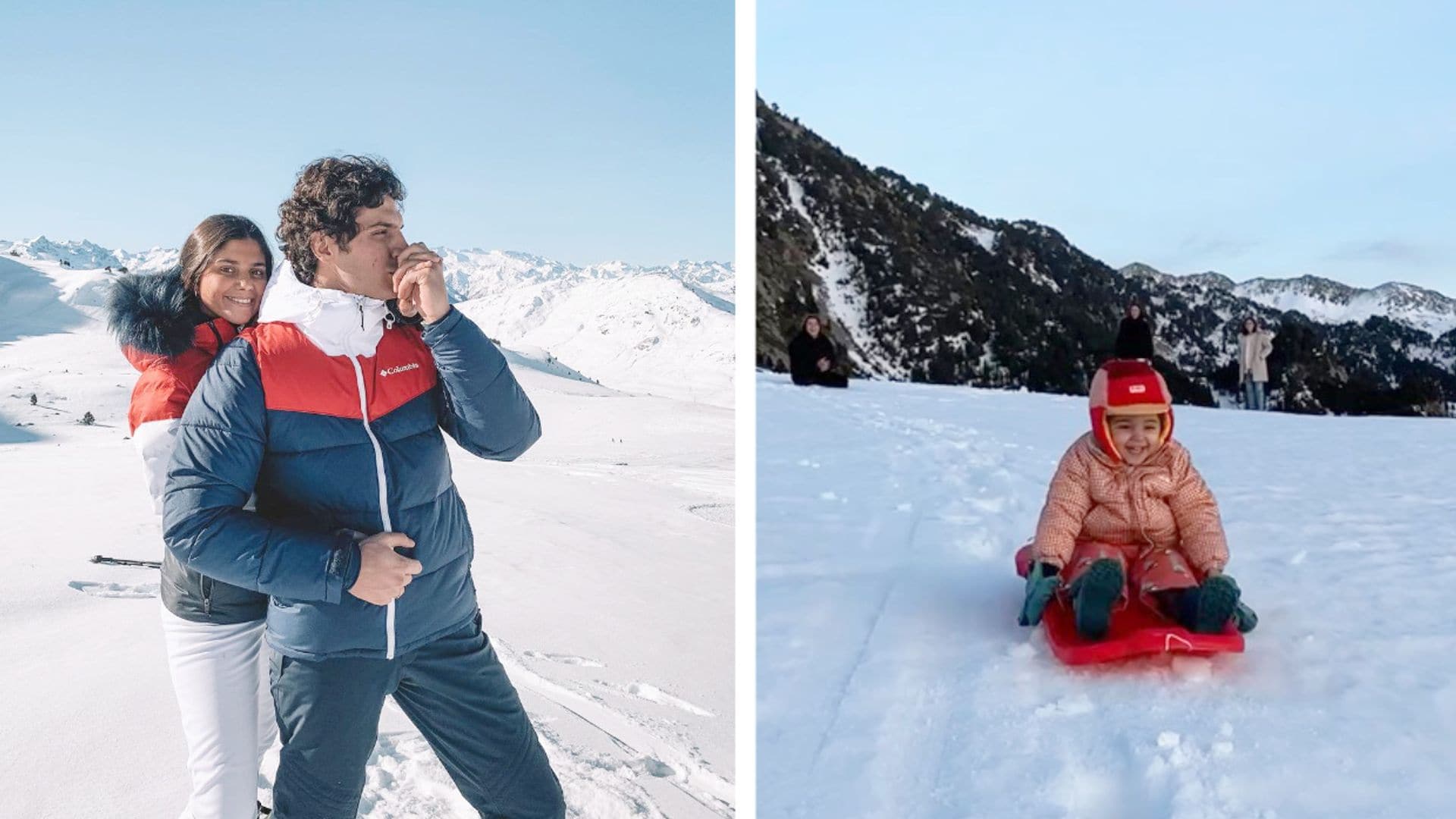 La felicidad de la hija de María García de Jaime y Tomás Páramo deslizándose por la nieve ¡a pesar de un gran susto!
