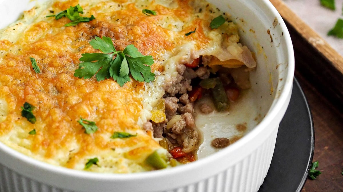 Pastel de pimientos y carne con airfryer