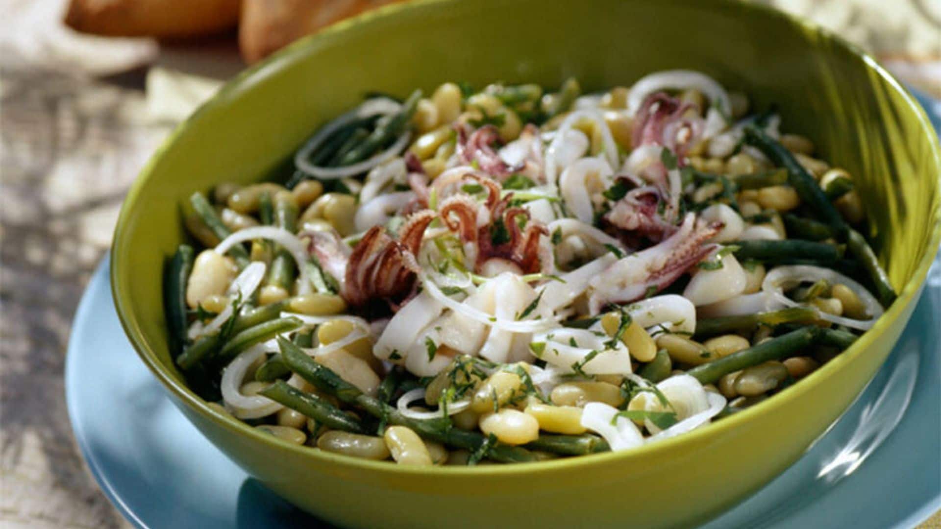 Ensalada de alubias blancas y chipirones