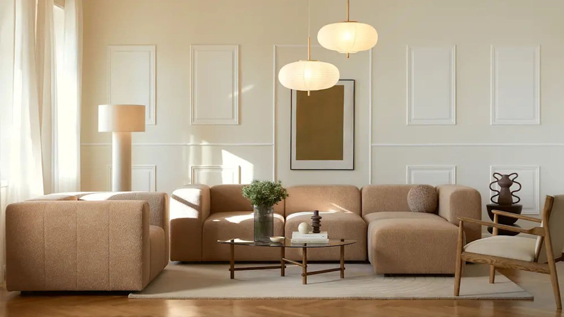 Salón de estilo orgánico moderno