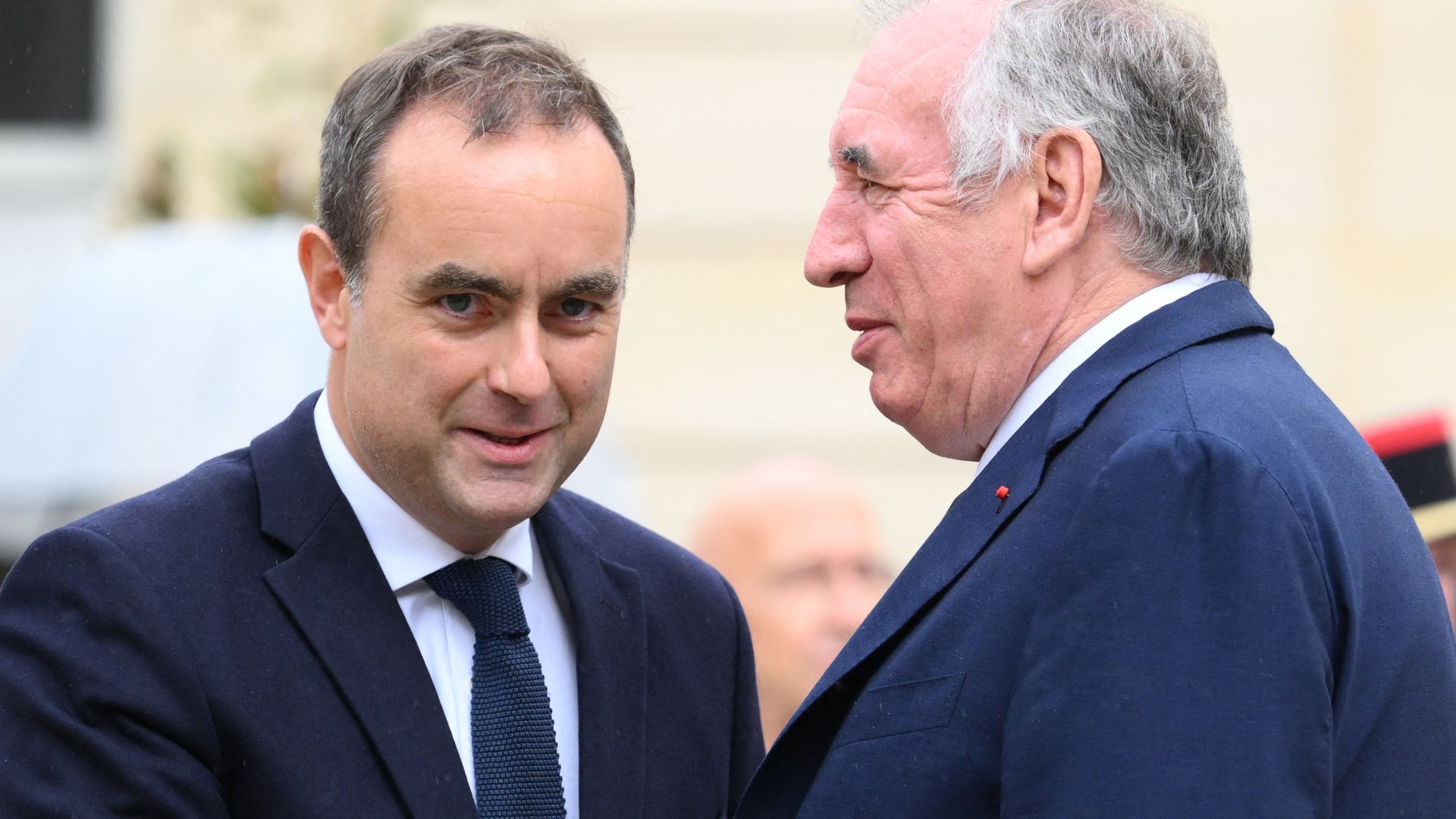 French outgoing Prime Minister Francois Bayrou and newly appointed Prime minister Sebastien Lecornu pictured during handover ceremony at the Hotel de Matignon in Paris, on September 10, 2024. Photo by Eliot Blondet/ABACAPRESS.COM