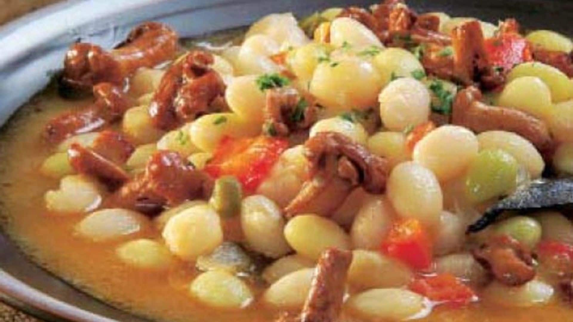 Pochas con verduras y setas