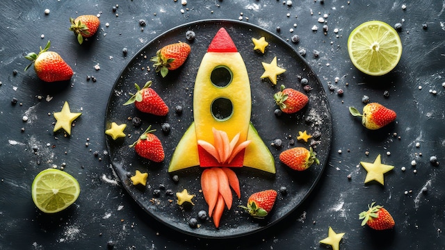 Nave hecha con frutas