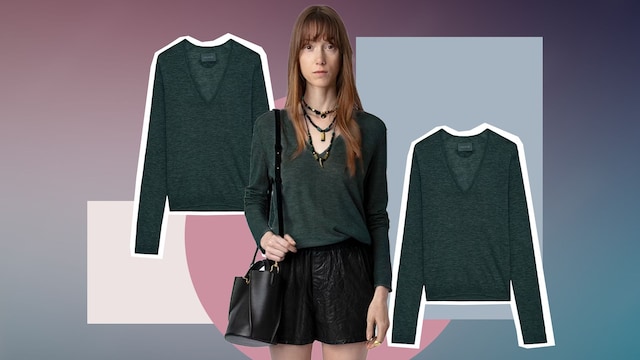 Modelo con jersey de cachemira de Zadig&Voltaire