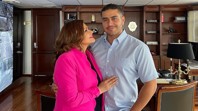 Omar García Harfuch y María Sorté