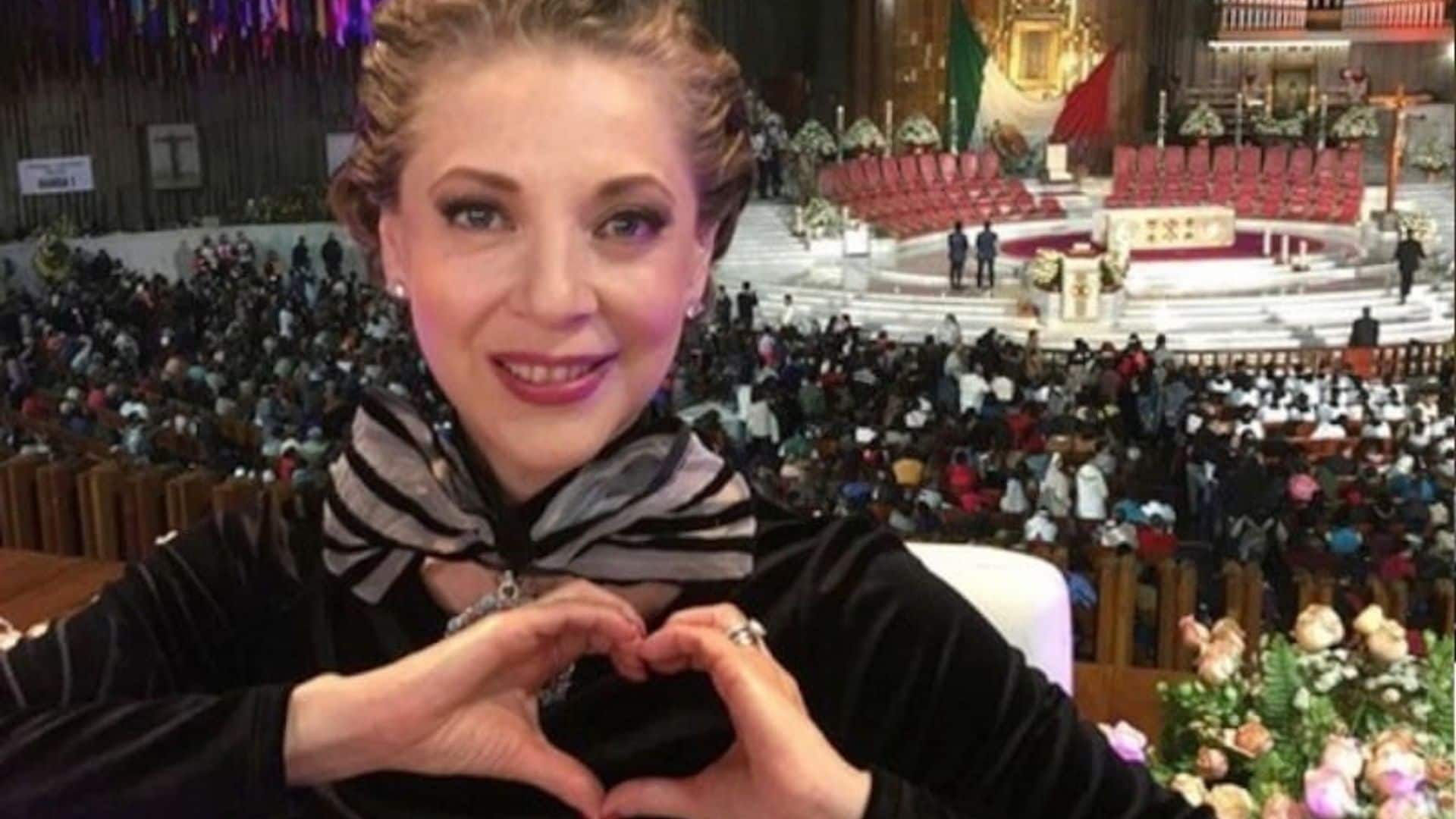 Después de celebrar su cumpleaños, Edith González se acerca a agradecer a la Virgen