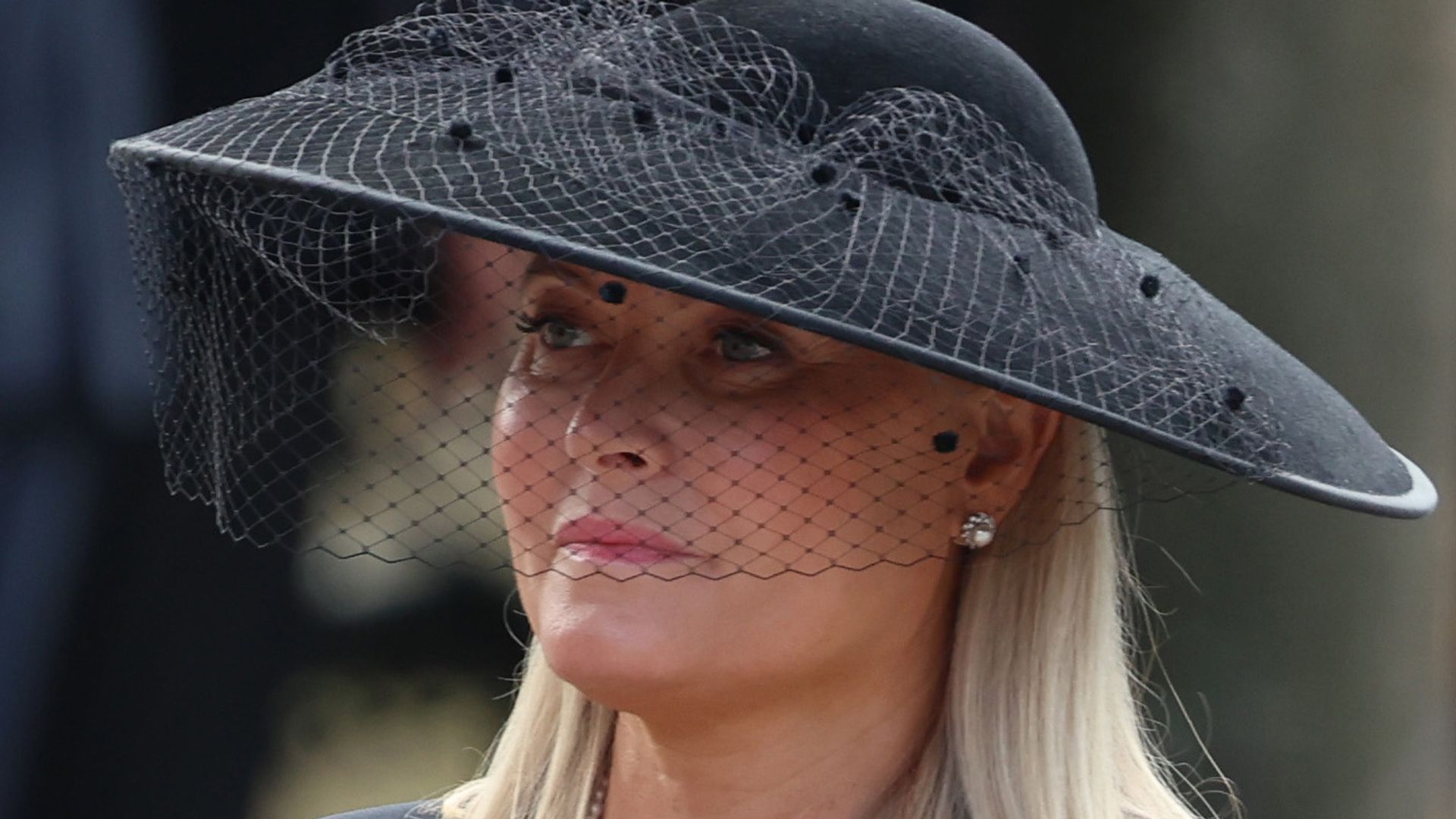 La reina Mette-Marit de Noruega en el funeral de Harald