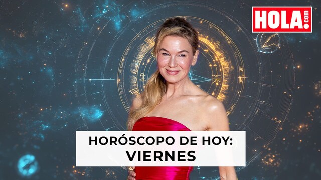 Renée Zellweger en primer plano; de fondo, la rueda del zodiaco
