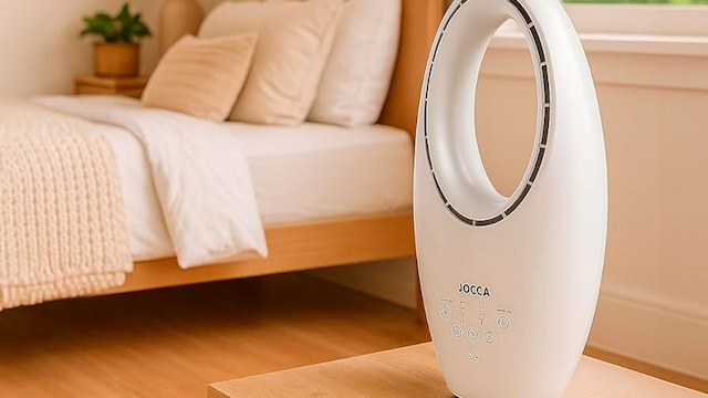 Un ventilador sin aspas en un dormitorio