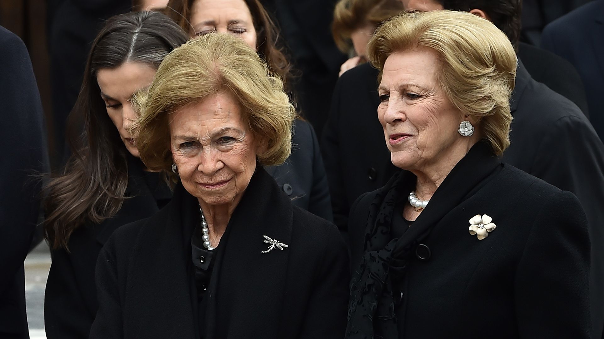 Ana María de Grecia y la reina Sofía en el funeral de la princesa Irene en enero de 2026 en Atenas