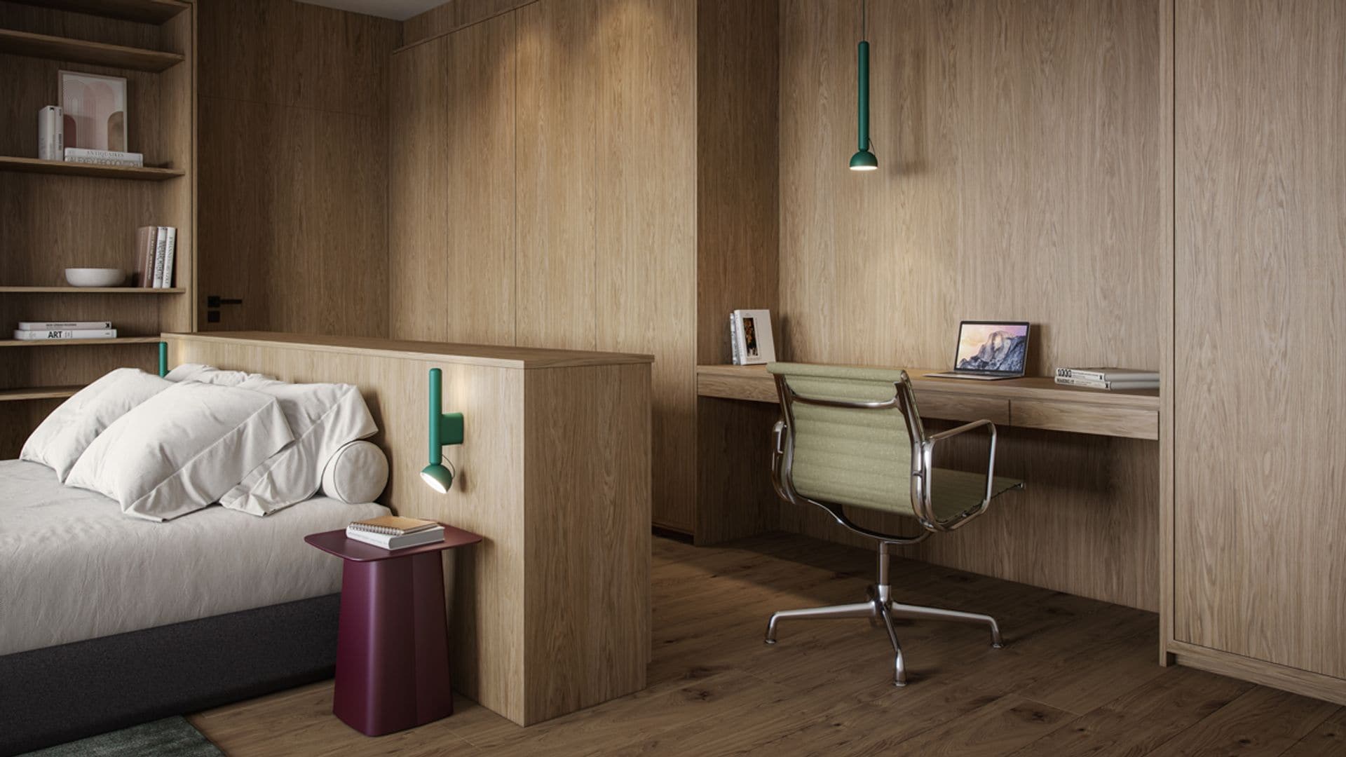 Despacho integrado en un dormitorio