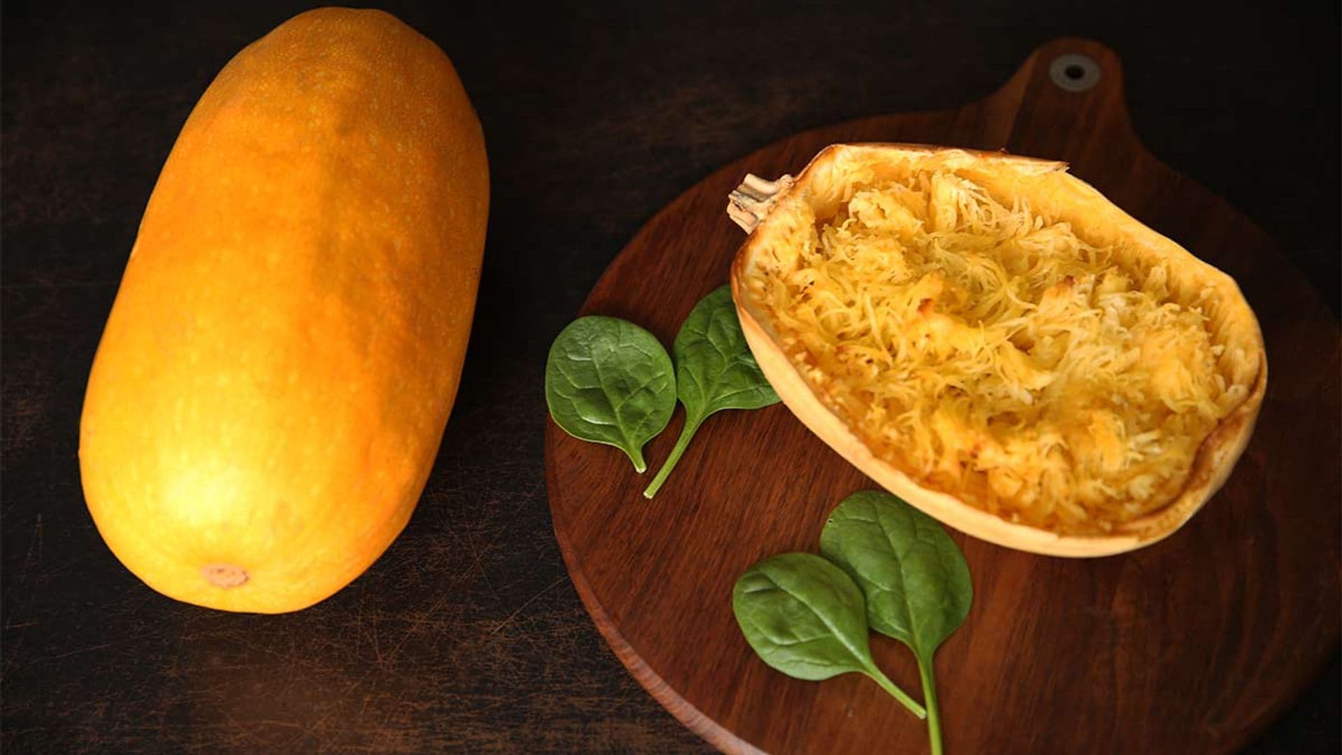 Calabaza espagueti asada con queso