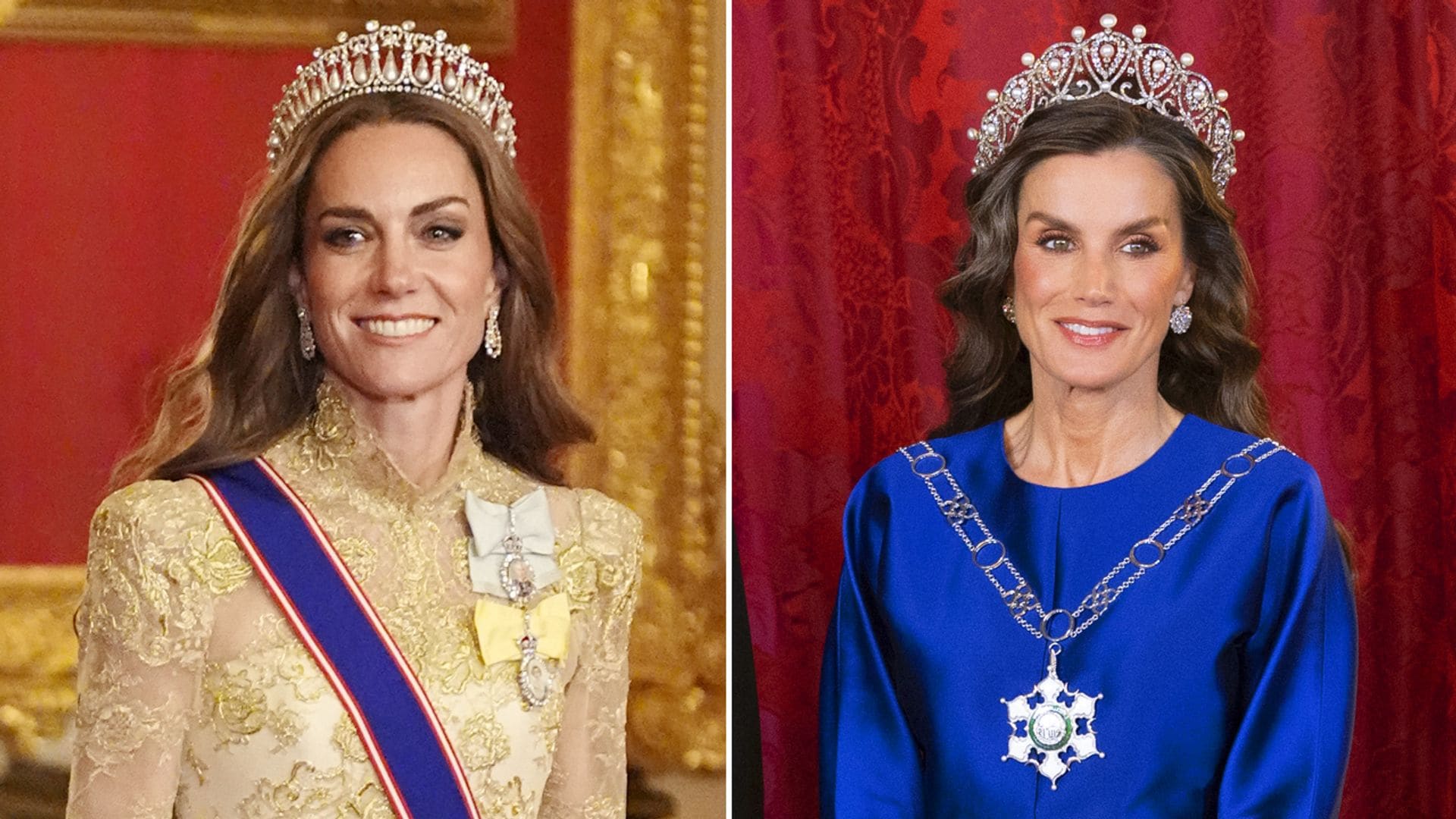 Kate Middleton y la Reina Letizia con sus tiaras