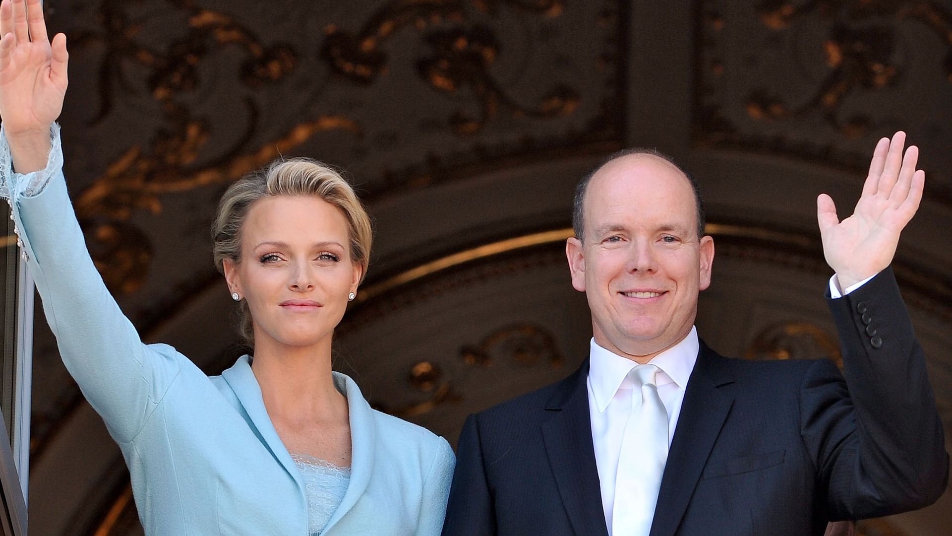 Princess Charlene of Monaco
and Prince Albert II of Monaco pose on the balcony after the civil ceremony of the Royal Wedding of Prince Albert II of Monaco to Charlene Wittstock at the Prince's Palace on July 1, 2011 in Monaco