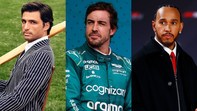 Carlos Sainz, Fernando Alonso y Lewis Hamilton