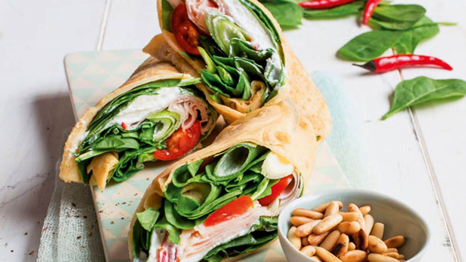 'Wrap' de queso y espinacas