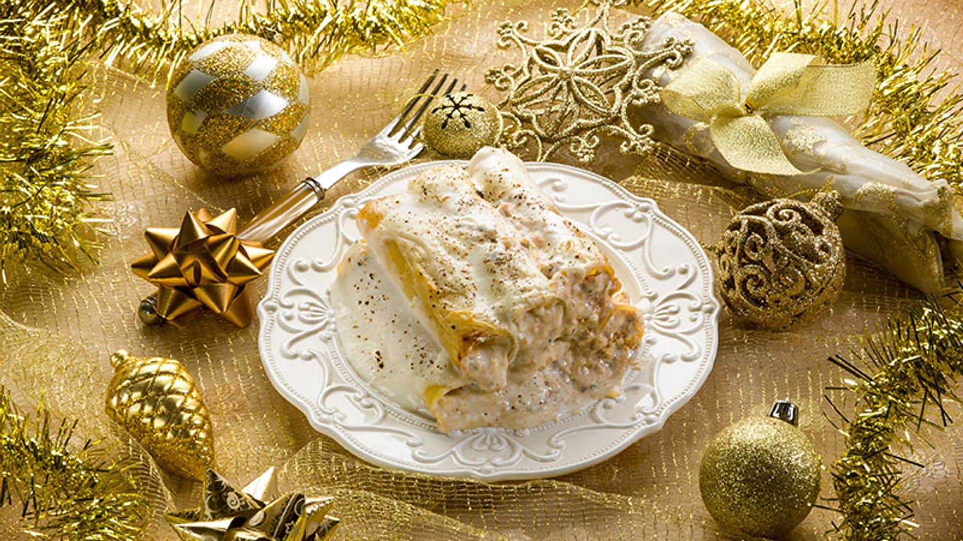 Canelones navideños de pollo