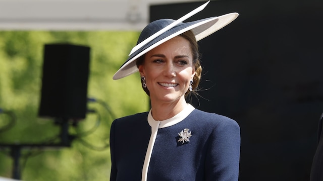 The Princess of Wales, known as the Duchess of Rothesay when in Scotland, attends the naming ceremony for HMS Glasgow, a state-of-the-art Type 26 anti-submarine frigate, at the BAE Systems shipyard in Scotstoun, Glasgow. Picture date: Thursday May 22, 2025. *** Local Caption *** .