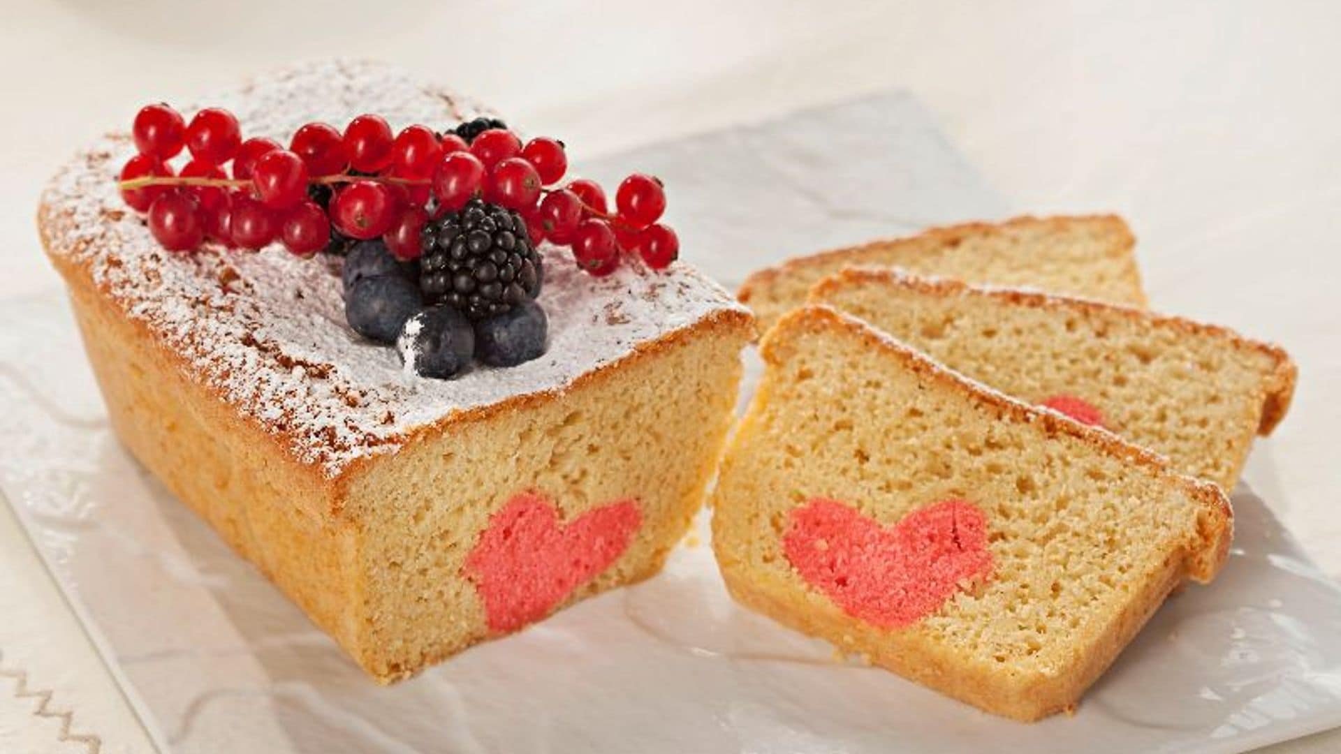 Bizcocho con corazón de San Valentín