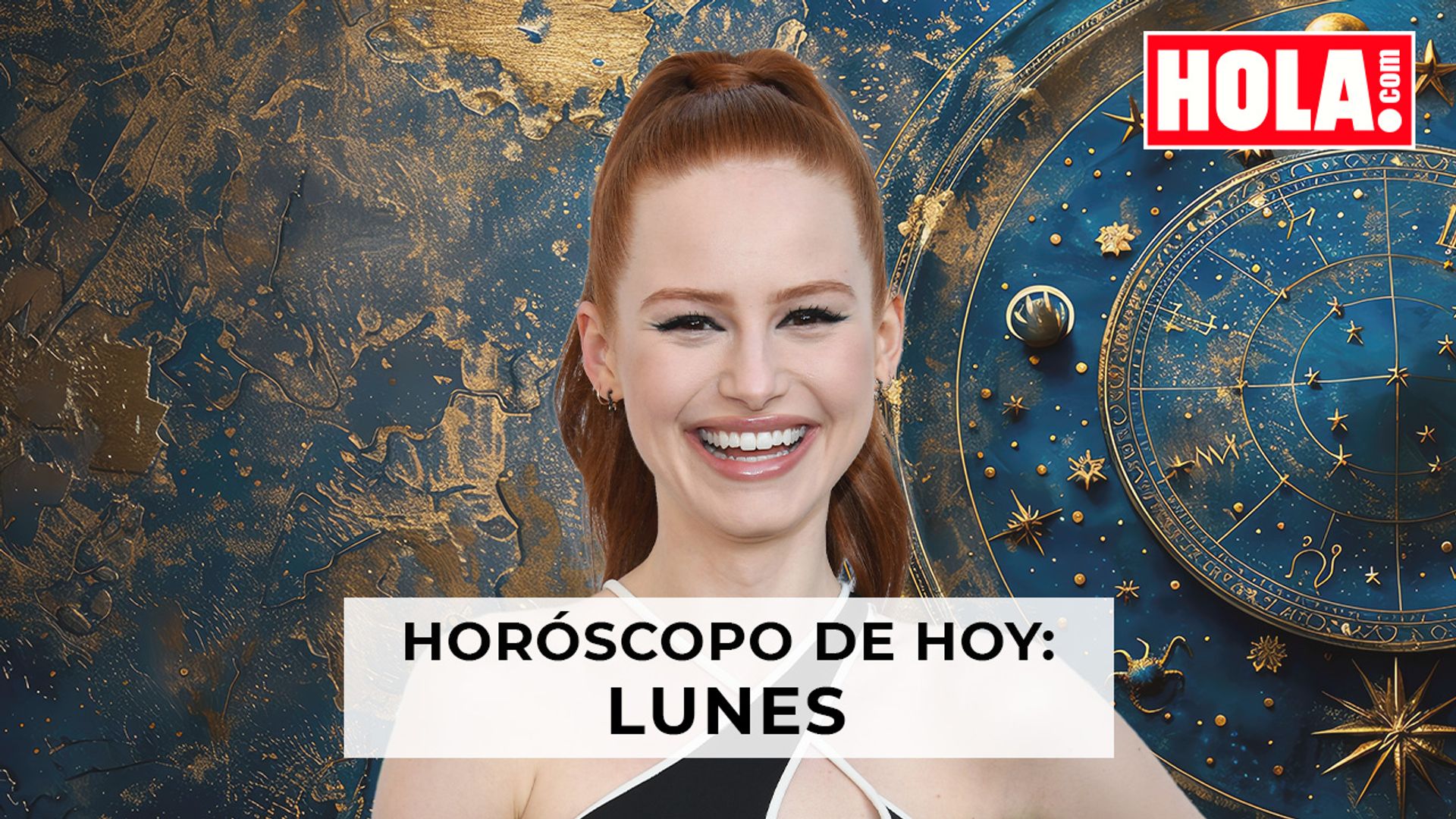 Madelaine Petsch con la rueda del zodiaco detrás 