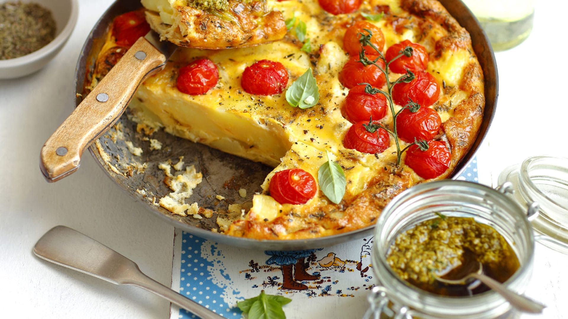 Tortilla al horno con pesto