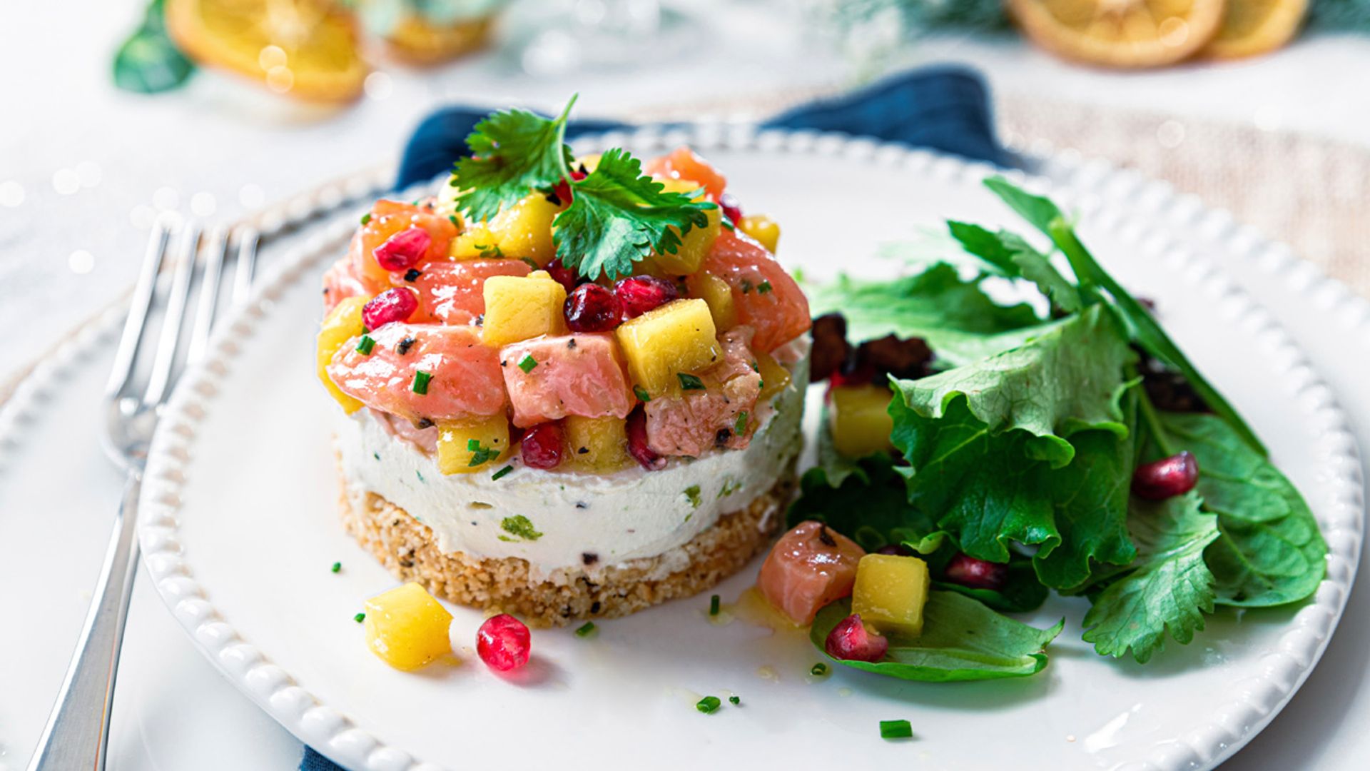 Tarta de queso con salmón