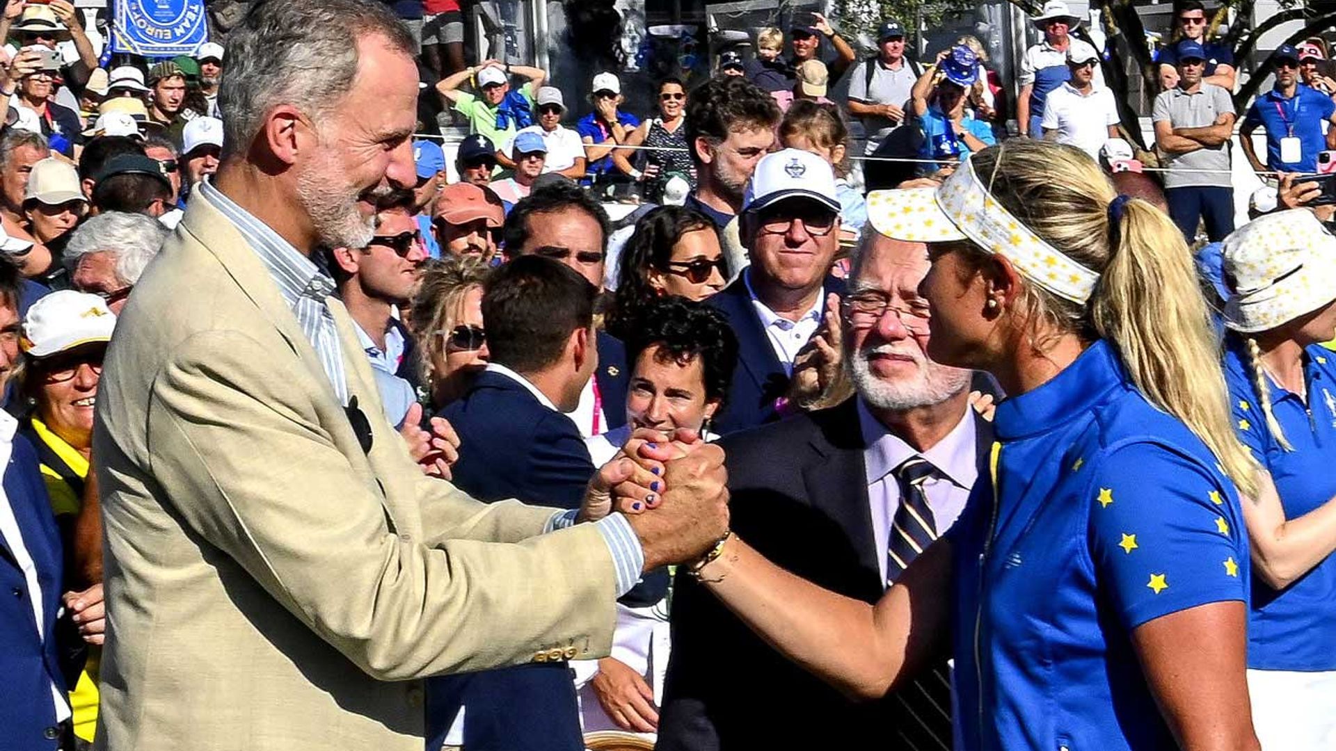 El Rey disfruta en Málaga del mayor torneo mundial de golf femenino, con la presencia de Pau Gasol y su hija Ellie