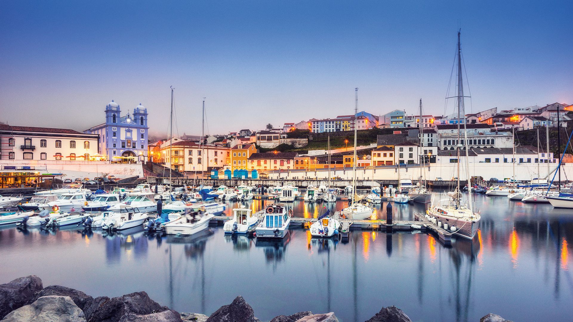 Vista de la ciudad de Angra do Heroísmo, declarada Patrimonio de la Humanidad por la UNESCO, isla de Terceira, islas Azores