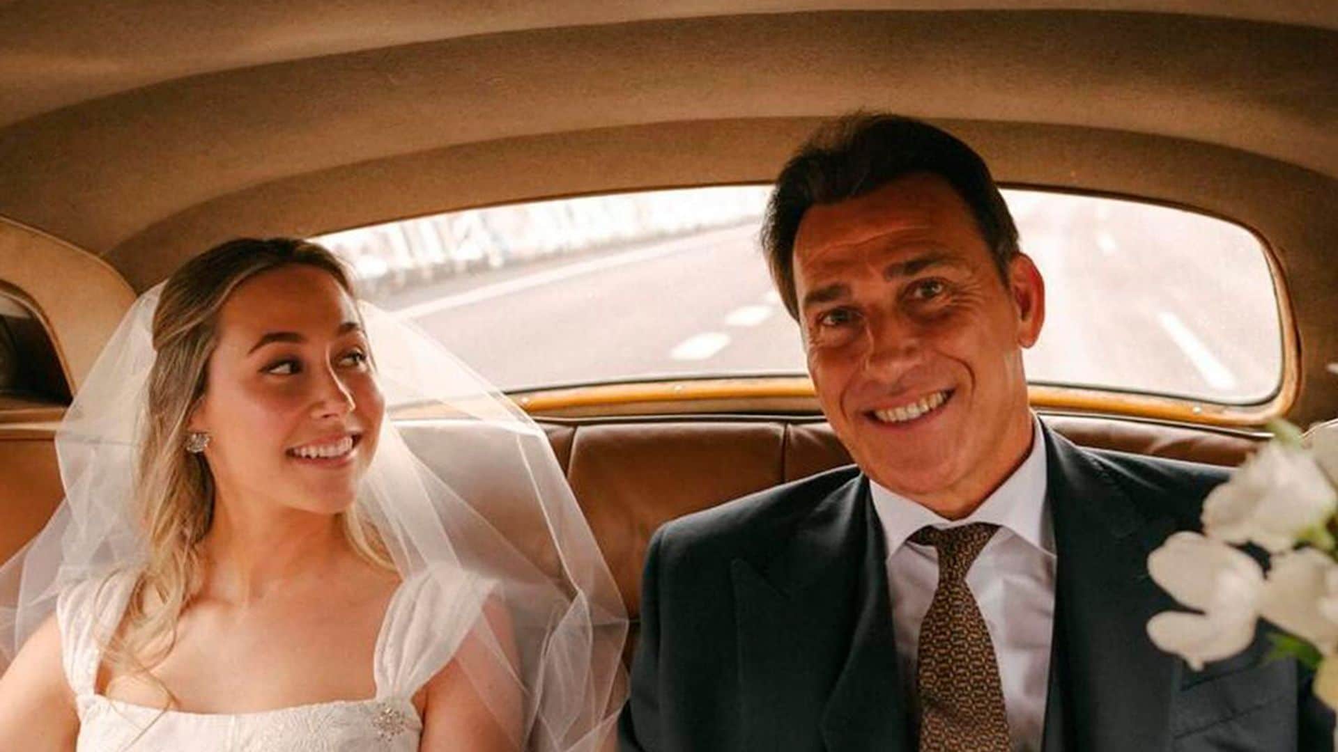 Rafa Martín Vázquez, componente de la 'Quinta del Buitre', pletórico en la boda de su hija Natalia tras llevarla hasta el altar