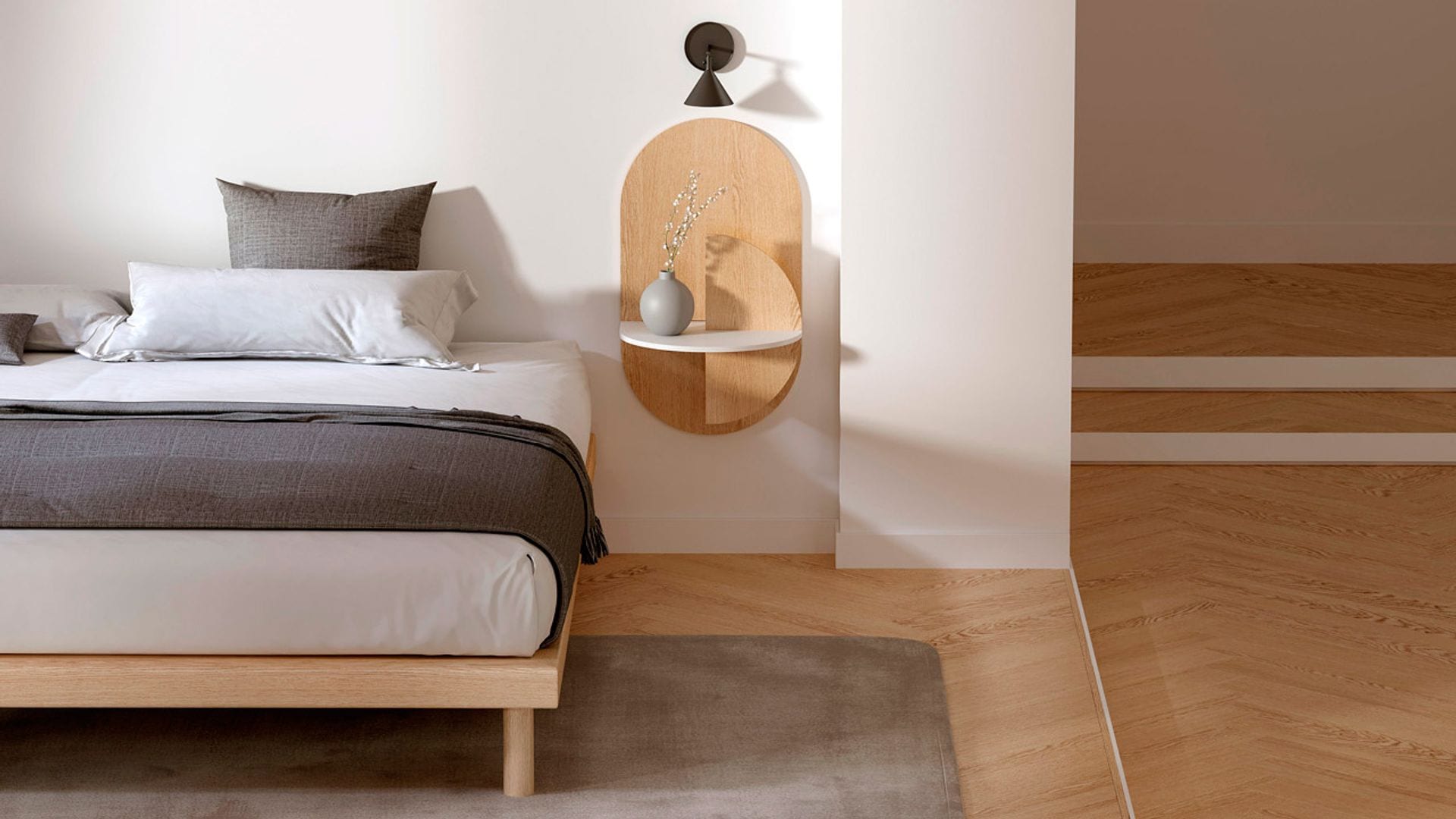 Si tu dormitorio no es muy grande, necesitas unas mesillas tan ideales como éstas