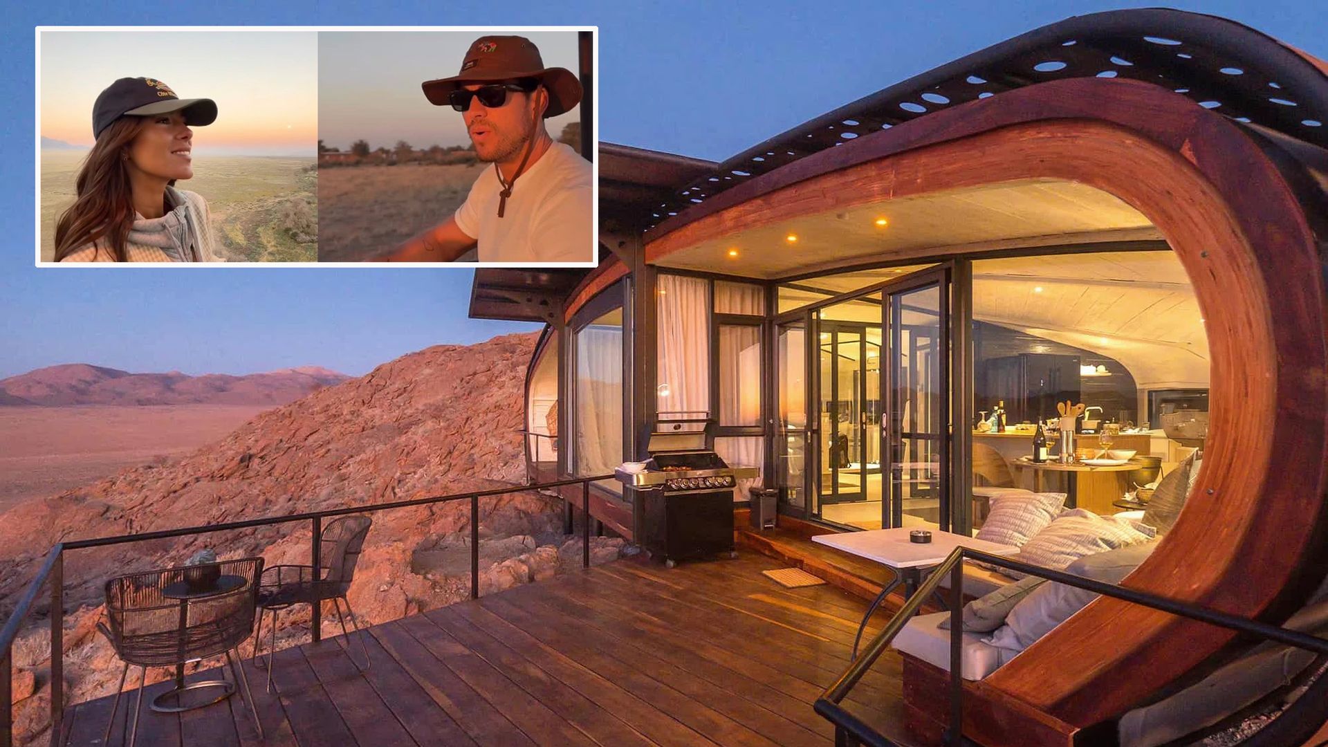 Melyssa Pinto y Mario Casas y su alojamiento Desert Whisper, en Namibia