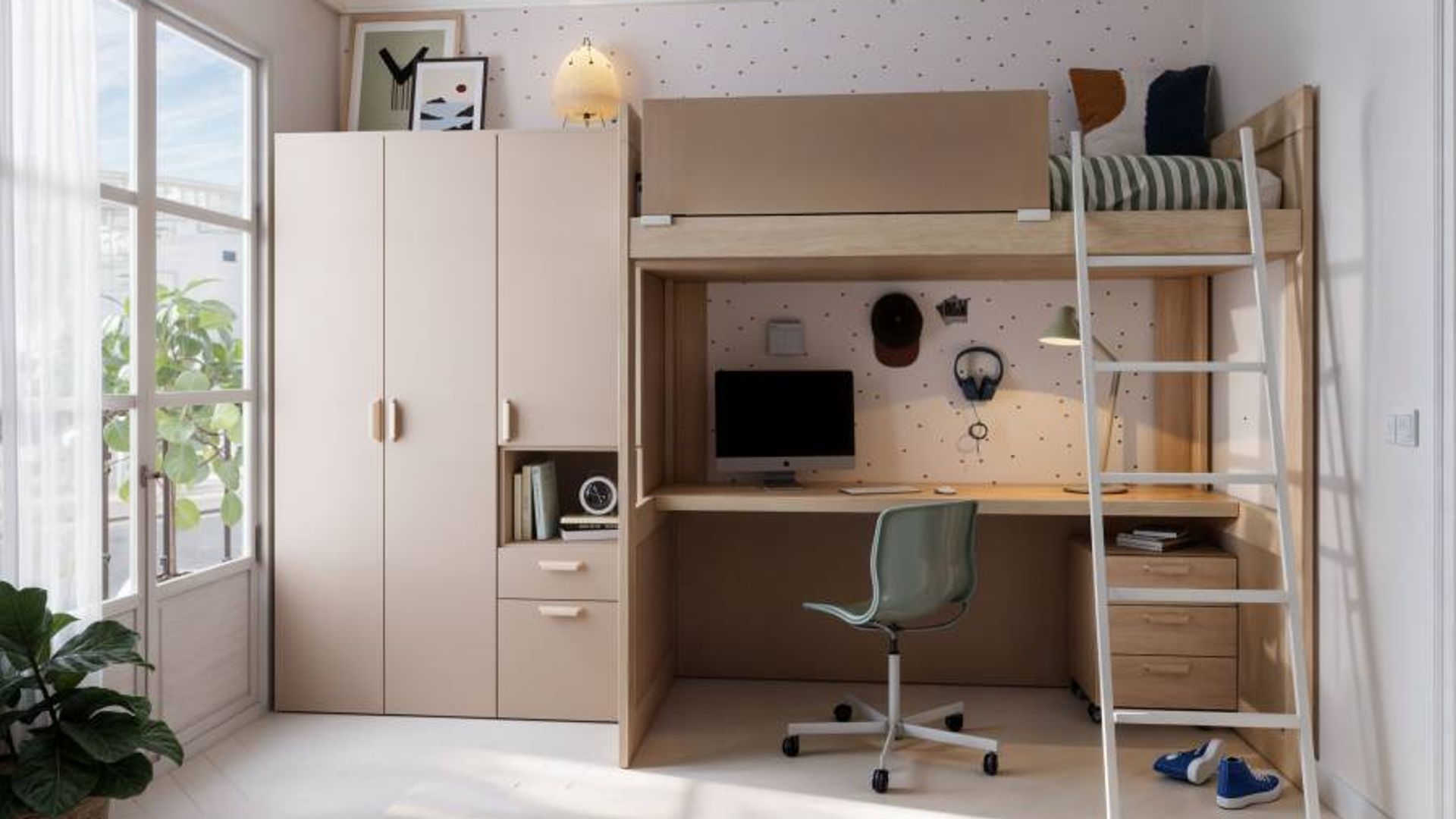 Habitación con cama en alto